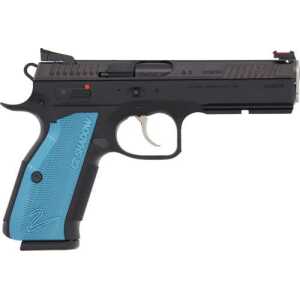 CZ CUSTOM SHADOW 2 ACCU BLUE 9MM 4.89 IN BBL BLACK W BLUE GRIPS 2/17RD MAGS - Image 1