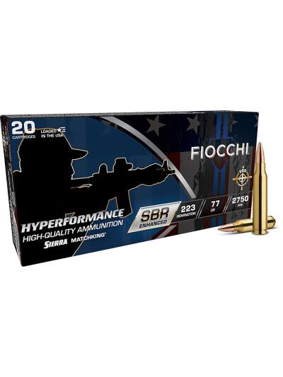 FIOCCHI HYPERFORMANCE SBR ENHANCED AMO 223 REM 77GR HPBT 20RD BOX ( 10 BOXES PER CASE )