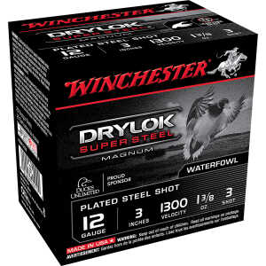 Winchester Ammo XSM1233 Drylok Super Steel Magnum 12Gauge 3" 1 3/8oz 3Shot 25 Per Box/10 Case