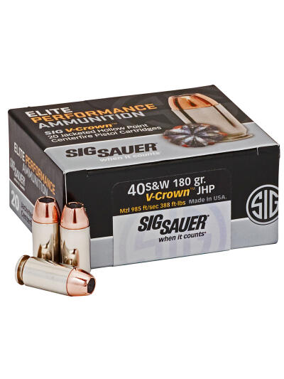 Sig Sauer Elite V-Crown Performance Pistol Ammo 40S&W 180 gr. JHP 20 rd.
