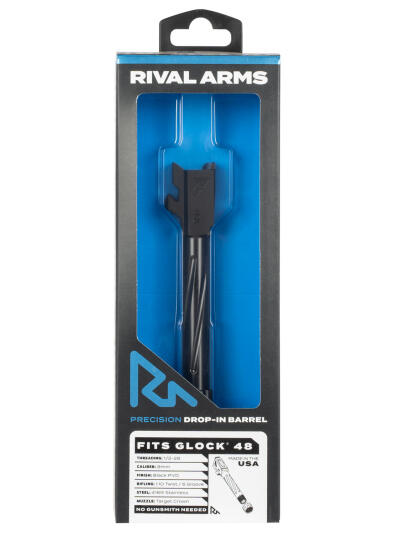 Rival Arms RA20G802A Precision V1 Match Grade 9mm Luger Compatible w/Glock 48, 4.17" Threaded Black PVD Stainless Steel