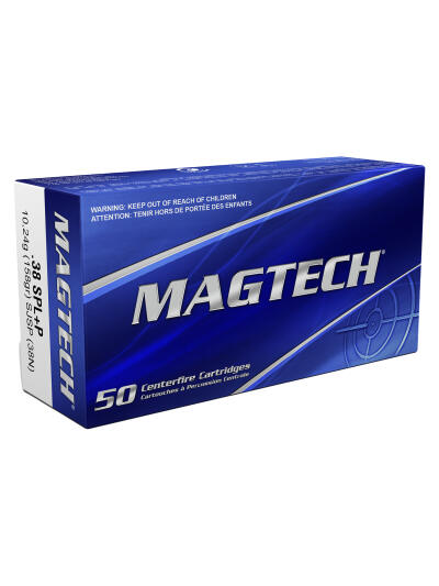 Magtech 38N Range/Training  38Special+P 158gr Semi Jacketed Soft Point 50 Per Box/20 Case