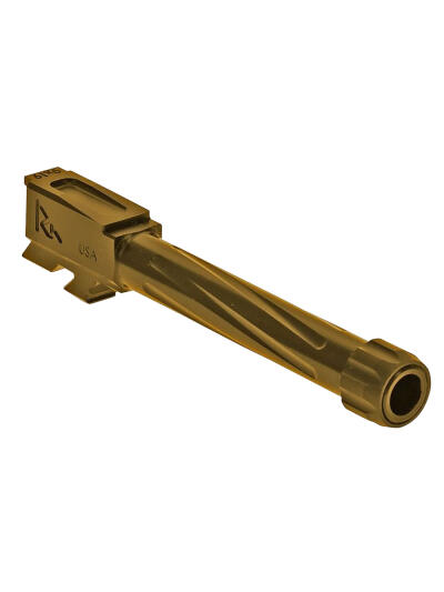 Rival Arms RA20G802E Precision V1 Match Grade 9mm Luger Compatible w/Glock 48, 4.17" Fluted Threaded Gold PVD Stainless Steel