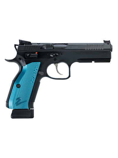 CZ-USA 91251 Shadow 2 Optics-Ready 9mm Luger 4.89" 19+1 Overall Black Finish with Inside Railed Steel with Optic Cut Slide, Blue Aluminum Grip, Non-Tilted Barrel & Picatinny Rail