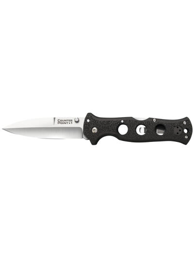 Cold Steel CS10AB Counter Point I 4" Folding Spear Point Plain Satin AUS-10A SS Blade/ Black Griv-Ex Handle Includes Pocket Clip