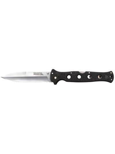 Cold Steel CS10AA Counter Point XL 6" Folding Spear Point Plain Satin AUS-10A SS Blade/Black Griv-Ex Handle Includes Pocket Clip