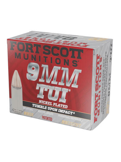 Fort Scott Munitions 9MM080SCVNIC Tumble Upon Impact (TUI)  9mmLuger 80gr Solid Copper Spun 20 Per Box/25 Case