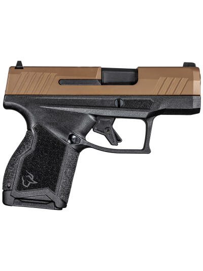 Taurus 1GX4M93E GX4 Micro-Compact 9mm Luger Caliber with 3.06" Barrel, 11+1 Capacity, Black Finish Frame, Serrated Coyote Cerakote Steel Slide &  Interchangeable Backstrap Grip Includes 2 Mags