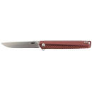 CRKT K820BXP Stylus  3.18" Folding Drop Point Plain Satin 12C27 Sandvik Blade/Maroon Aluminum Handle Includes Pocket Clip