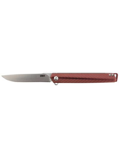 CRKT K820BXP Stylus  3.18" Folding Drop Point Plain Satin 12C27 Sandvik Blade/Maroon Aluminum Handle Includes Pocket Clip