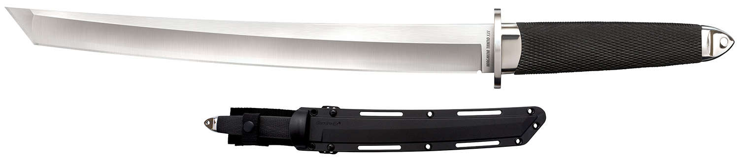 Cold Steel CS35AE Magnum Tanto XII 12" Fixed Tanto Plain Satin VG-10 San Mai Blade/Black Textured/Oval Kray-Ex Handle Includes Sheath