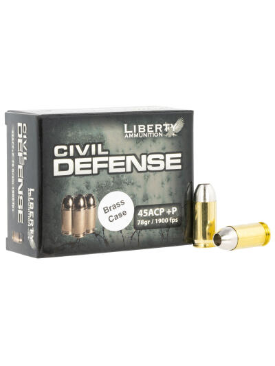 Liberty Ammunition LACD45013BC Civil Defense  45ACP+P 78gr Lead Free Fragmenting Hollow Point 20 Per Box/50 Case