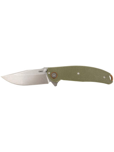 CRKT 2471 Butte  3.36" Folding Plain Stonewashed D2 Steel Blade/OD Green G10 Handle Includes Pocket Clip