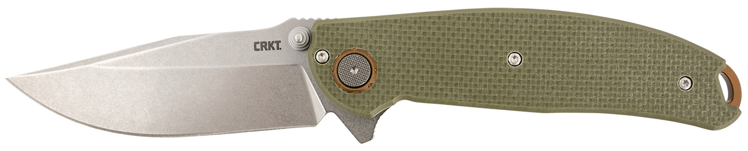 CRKT 2471 Butte 3.36" Folding Plain Stonewashed D2 Steel Blade/OD Green G10 Handle Includes Pocket Clip