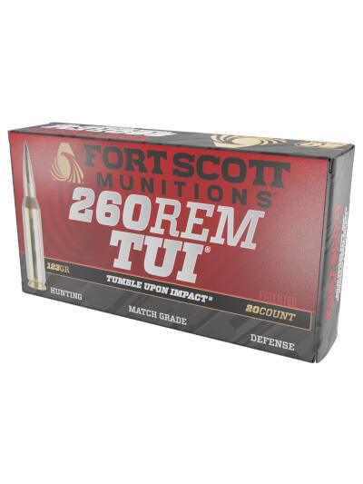 Fort Scott Munitions 260123SCV2 Tumble Upon Impact (TUI)  260Rem 123gr Solid Copper Spun 20 Per Box/25 Case