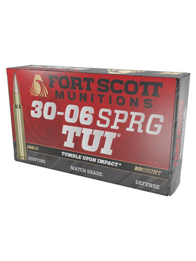 Fort Scott Munitions 3006168SCV Tumble Upon Impact (TUI) Rifle 30-06Springfield 168gr Solid Copper Spun 20 Per Box/10 Case