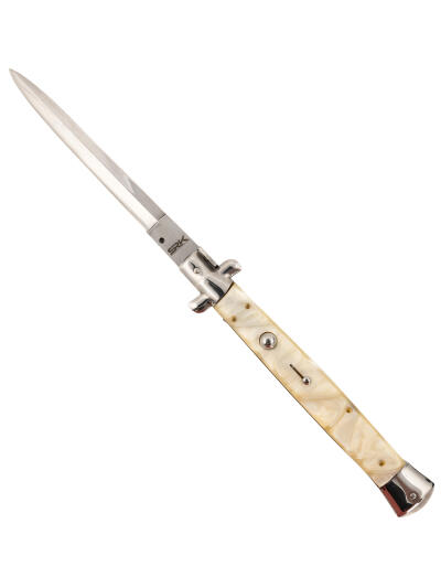 Steel River Knives CIMOPD Spartan  6" Italian Dagger Polished Blade 7" Mother of Pearl Synthetic Handle Side Open