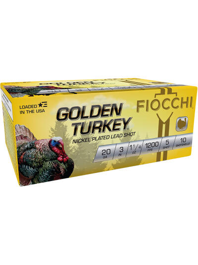 Fiocchi 203TRKC5 Golden Turkey  20Gauge 3" 1 1/4oz 5Shot 10 Per Box/10 Case