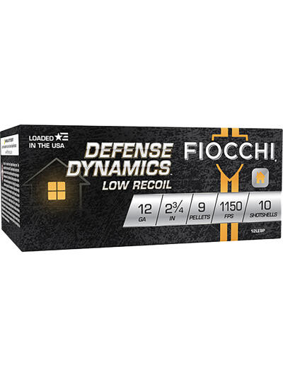 Fiocchi 12LE9P Defense Dynamics Low Recoil 12Gauge 2.75" 1Buck Shot 10 Per Box/25 Case