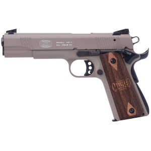 Mauser Rimfire 4110604 1911  22 LR 10+1 5" Black Steel Barrel, Tan Serrated Aluminum Slide, Tan Aluminum Frame w/Beavertail, Walnut Grip, Ambidextrous - Image 1