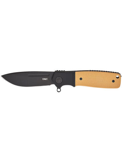 CRKT K245BKP Homefront Compact 2.91" Folding Plain Black DLC S35VN SS Blade, Black/Tan G10 Handle