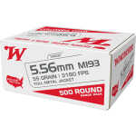 Winchester Ammo WM193500  M193 5.56mm 55gr Full Metal Jacket 500 Per Box/2 Case - Image 1