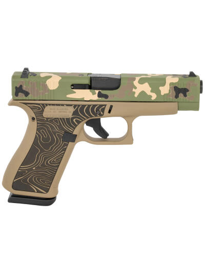 Glock PA4850204-EXPHUNT G48 Gen5 Slim Compact Frame 9mm Luger 10+1 4.17" Black GMB Barrel, Camo Cerakote Steel Serrated Slide, Coyote Tan Cerakote Polymer Frame w/Beavertail
