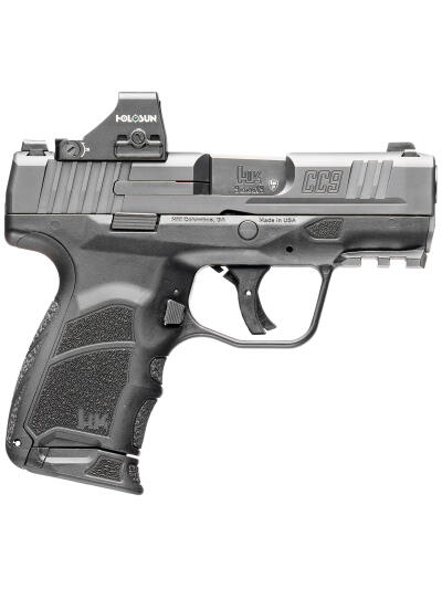 HK 81001131 CC9  9mm Luger 10+1/12+1 3.32" Black Polygonal Rifled Barrel, Optic Ready RMSc/407k Footprint/Serrated Steel Slide, Polymer Frame w/Picatinny Rail, Black Interchangeable Backstrap Grip