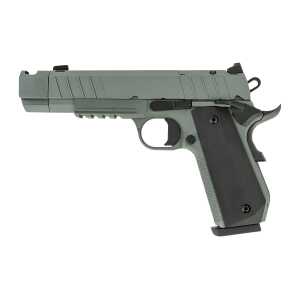 Tisas Arms 10100134 1911 Night Stalker Carry 10mm Auto 8+1 4.25" Black Bull Barrel, Gray Cerakote Carbon Steel Serrated Slide, Gray Cerakote Carbon Steel Frame w/Beavertail & Picatinny Rail, Black Rub - Image 1