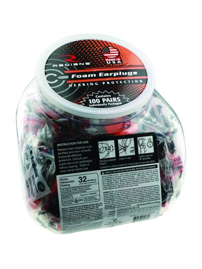 Radians Resistor 32 Foam Ear Plugs Uncorded Orange 100 pr. Jar