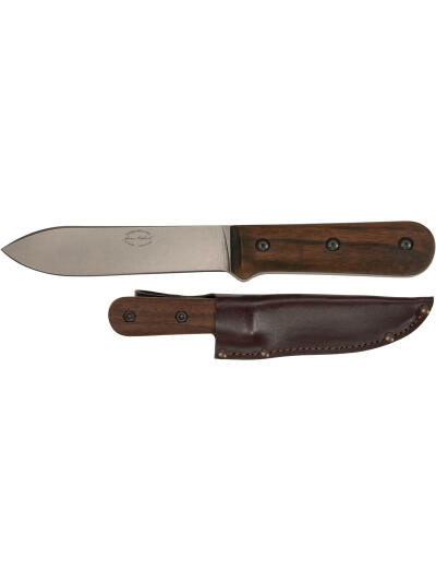 Ka-Bar BK62 Becker Kephart 5.13" Fixed Drop Point Plain Satin Stonewashed 1095 Cro-Van Blade, Walnut Handle, Includes Sheath