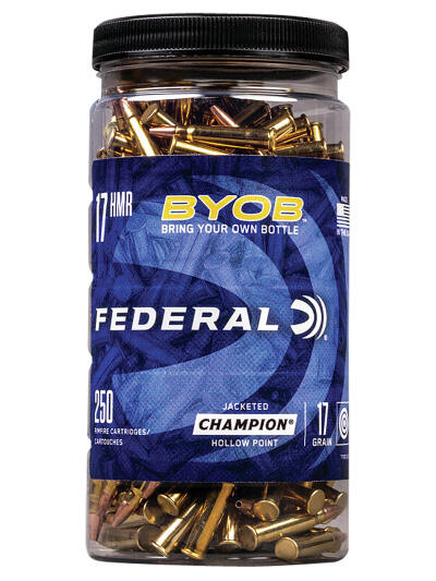 Federal 770BTL250 Champion Training BYOB 17HMR 17gr Speer TNT Jacketed Hollow Point 250 Per Box/8 Case