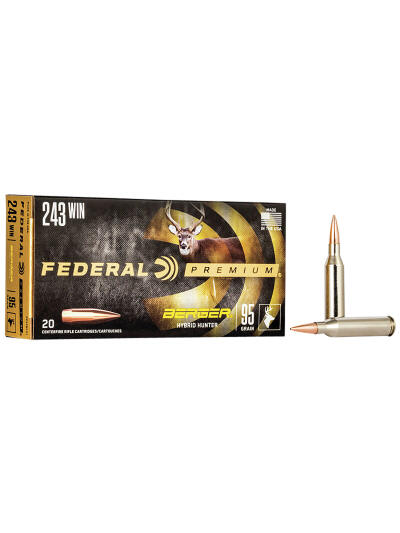 Federal P243BCH1 Premium  243Win 95gr Berger Hybrid Hunter 20 Per Box/10 Case