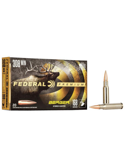 Federal P308BCH1 Premium  308Win 168gr Berger Hybrid Hunter 20 Per Box/10 Case