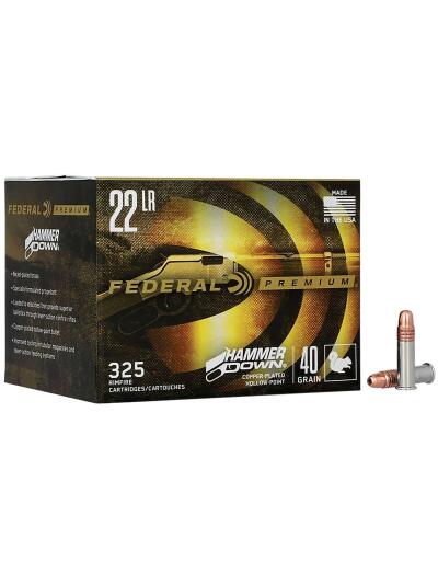 FEDERAL 22LR 40GR HAMMERDOWN COPPER PLATED LEAD HP 325 COUNT 325 RD/BX 10 BX/CS
