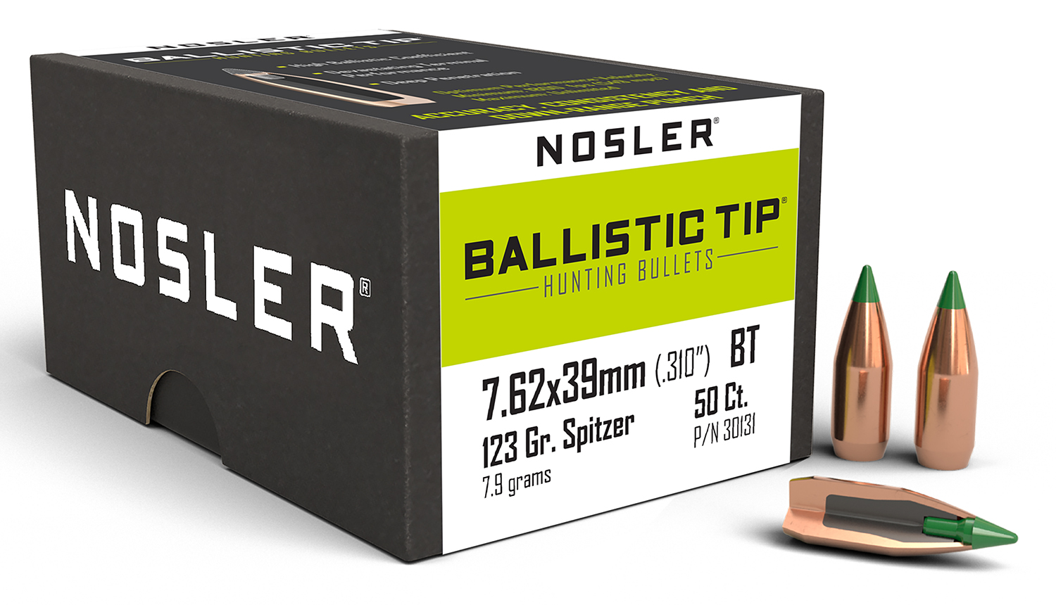 Nosler 30131 Ballistic Tip 7.62x39mm 123gr Spitzer Boat Tail 50/Box