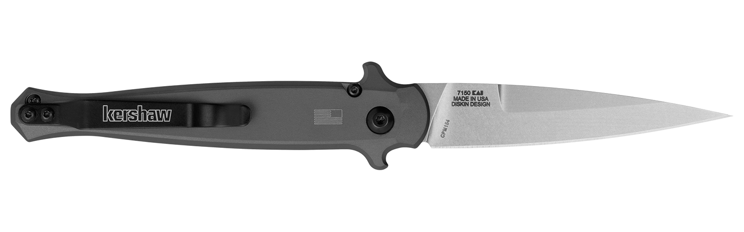 Kershaw 7150 Launch 8 3.50" Folding Spear Point Plain Stonewashed CPM 154 SS Blade Gray w/Insert Aluminum/Carbon Fiber Handle Includes Pocket Clip