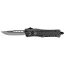 CobraTec Knives SSWCTK1SDNS CTK-1  Small 2.75" OTF Drop Point Plain D2 Steel Blade/Black Stonewashed Aluminum Handle Features Glass Breaker Includes Pocket Clip
