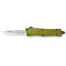 CobraTec Knives SODCTK1SDS CTK-1 Small 2.75" OTF Drop Point Part Serrated D2 Steel Blade/OD Green Aluminum Handle Features Glass Breaker Includes Pocket Clip