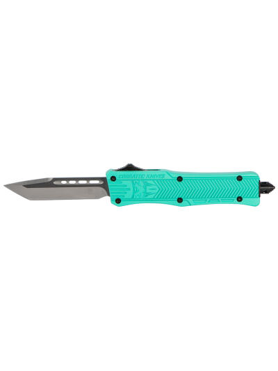 CobraTec Knives STFCTK1STNS CTK-1  Small 2.75" OTF Tanto Plain D2 Steel Blade/Tiffany Blue Aluminum Handle Features Glass Breaker Includes Pocket Clip