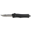 CobraTec Knives MBCTK1MDS CTK-1  Medium 3" OTF Drop Point Part Serrated D2 Steel Blade/Black Aluminum Handle Features Glass Breaker Includes Pocket Clip