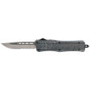 CobraTec Knives MSCFTK1MDS CTK-1  Medium 3" OTF Drop Point Part Serrated D2 Steel Blade/ Carbon Fiber Aluminum Handle Features Glass Breaker Includes Pocket Clip