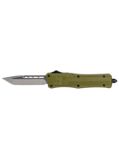 CobraTec Knives MODCTK1MTNS CTK-1  Medium 3" OTF Tanto Plain D2 Steel Blade/OD Green Aluminum Handle Features Glass Breaker Includes Pocket Clip