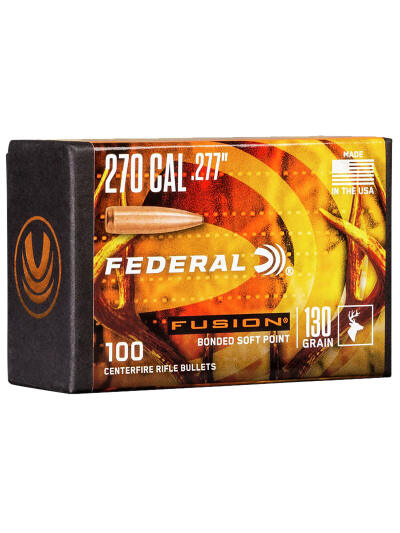 Federal FB277F2 Fusion Component  270 Win .277 130 gr Fusion Soft Point 100 Per Box/ 4 Case