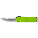 CobraTec Knives ZBGCTLWDNS Lightweight  3.25" OTF Drop Point Plain D2 Steel Blade/Zombie Green Aluminum Handle Includes Pocket Clip