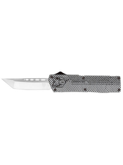 CobraTec Knives CFCTLWTNS Lightweight  3.25" OTF Tanto Plain D2 Steel Blade/Carbon Fiber Aluminum Handle Includes Pocket Clip