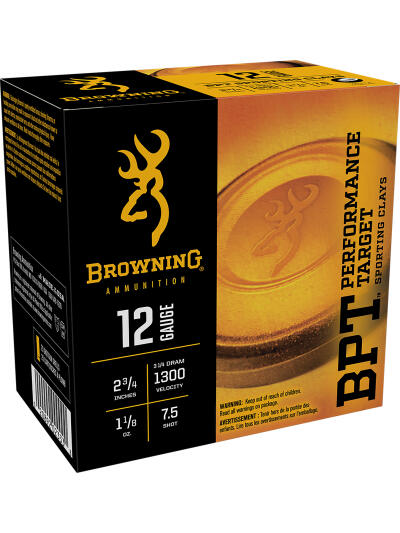 Browning Ammo B193631227 BPT Performance Target Sporting Clay 12Gauge 2.75" 1 1/8oz 7.5Shot 25 Per Box/10 Case