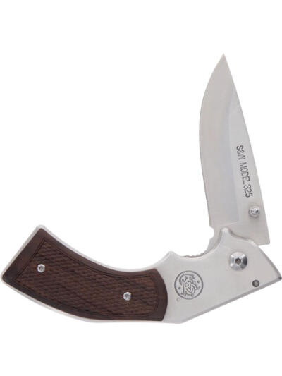 S&W KNIFE MODEL 325 REVOLVER - KNIFE 3" FOLDER W/WOOD GRIPS