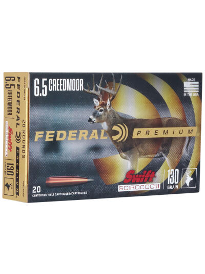 Federal P65CRDSS1 Premium  6.5Creedmoor 130gr Swift Scirocco II 20 Per Box/10 Case
