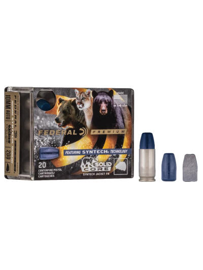 Federal P10SHC1 Premium  10mmAuto 200gr Solid Core Synthetic Flat Nose 20 Per Box/10 Case